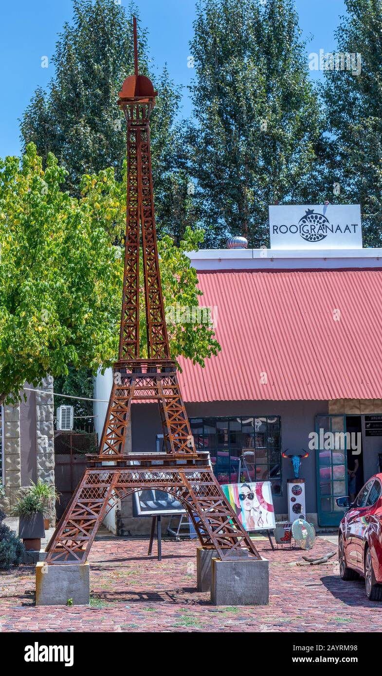 Parys, South Africa - a small scale Eiffel Tower at a shopping center in  town Stock Photo - Alamy