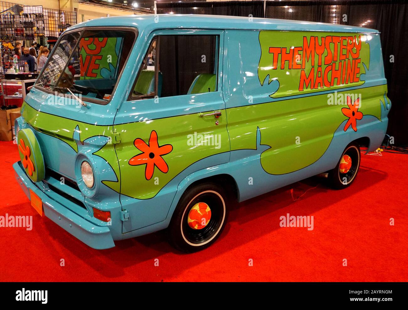 Philadelphia, Pennsylvania, U.S.A - February 10, 2019 - The original Mystery Machine truck from the show Scooby Doo Stock Photo