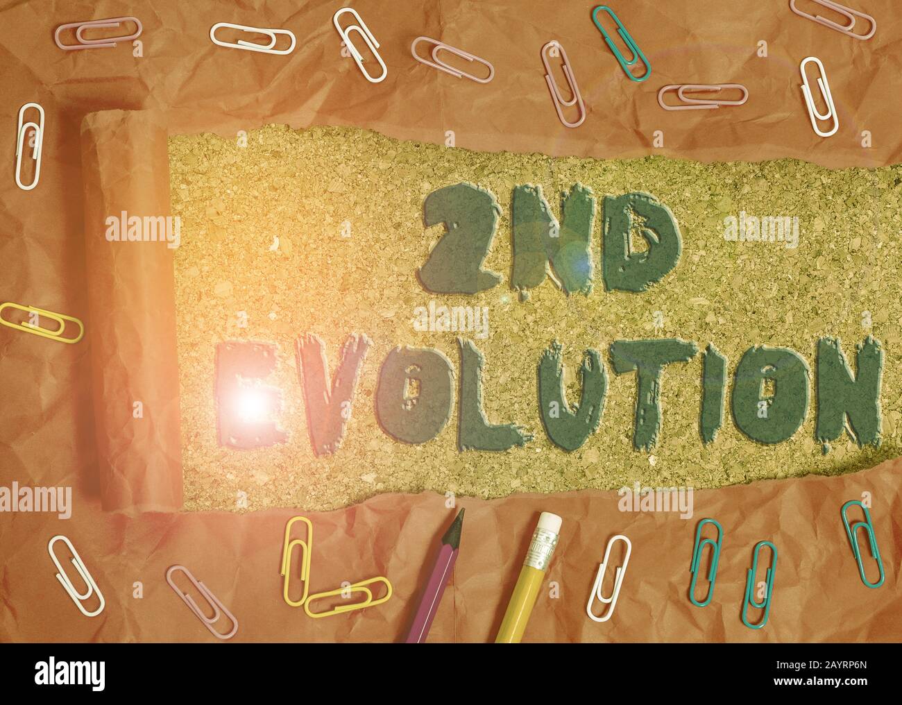 Evolution Two Text Writing note showing 2Nd Evolution. Business concept for change in the ...