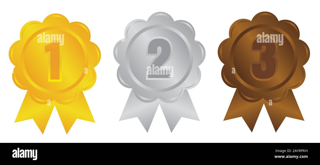 ranking medal icon illustration set. from 1st place to 3rd place. 3 ...