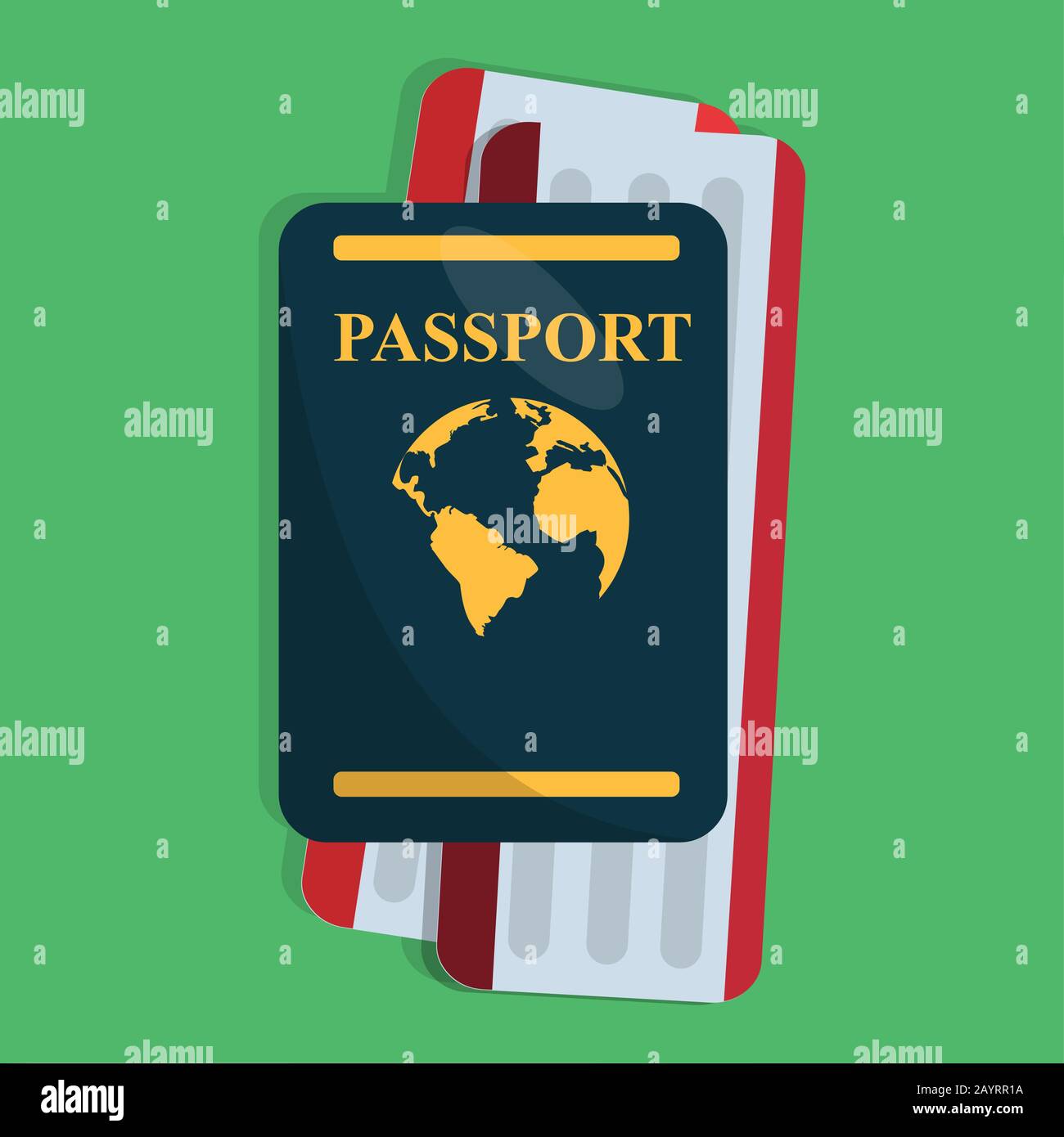 passport with the tickets isolated vector illustration Stock Vector ...