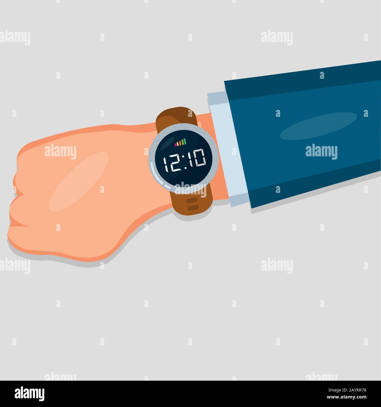 hand with wrist watch isolated for on time concept vector illustration