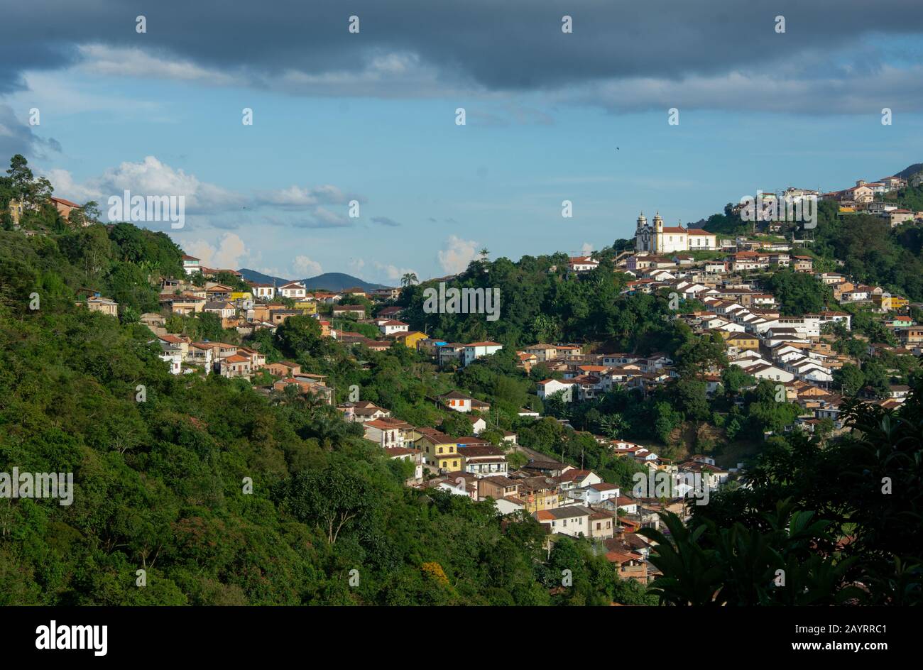 Cityscape of Ouro Preto city, Minas Gerais - Brazil. Ouro Preto was designed a World Heritage Site by UNESCO in 1980 because of its outstanding Baroqu Stock Photo