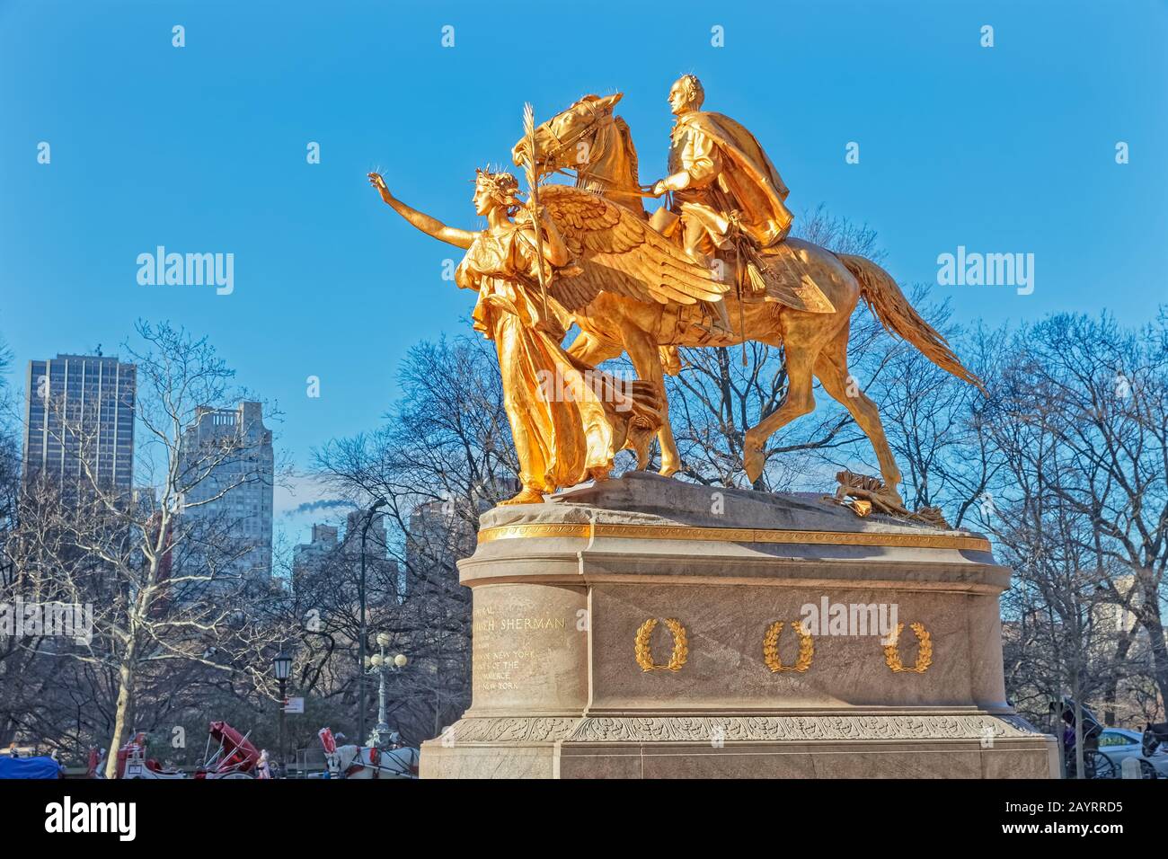 New York Central Park Sherman Memorial sculpture Stock Photo