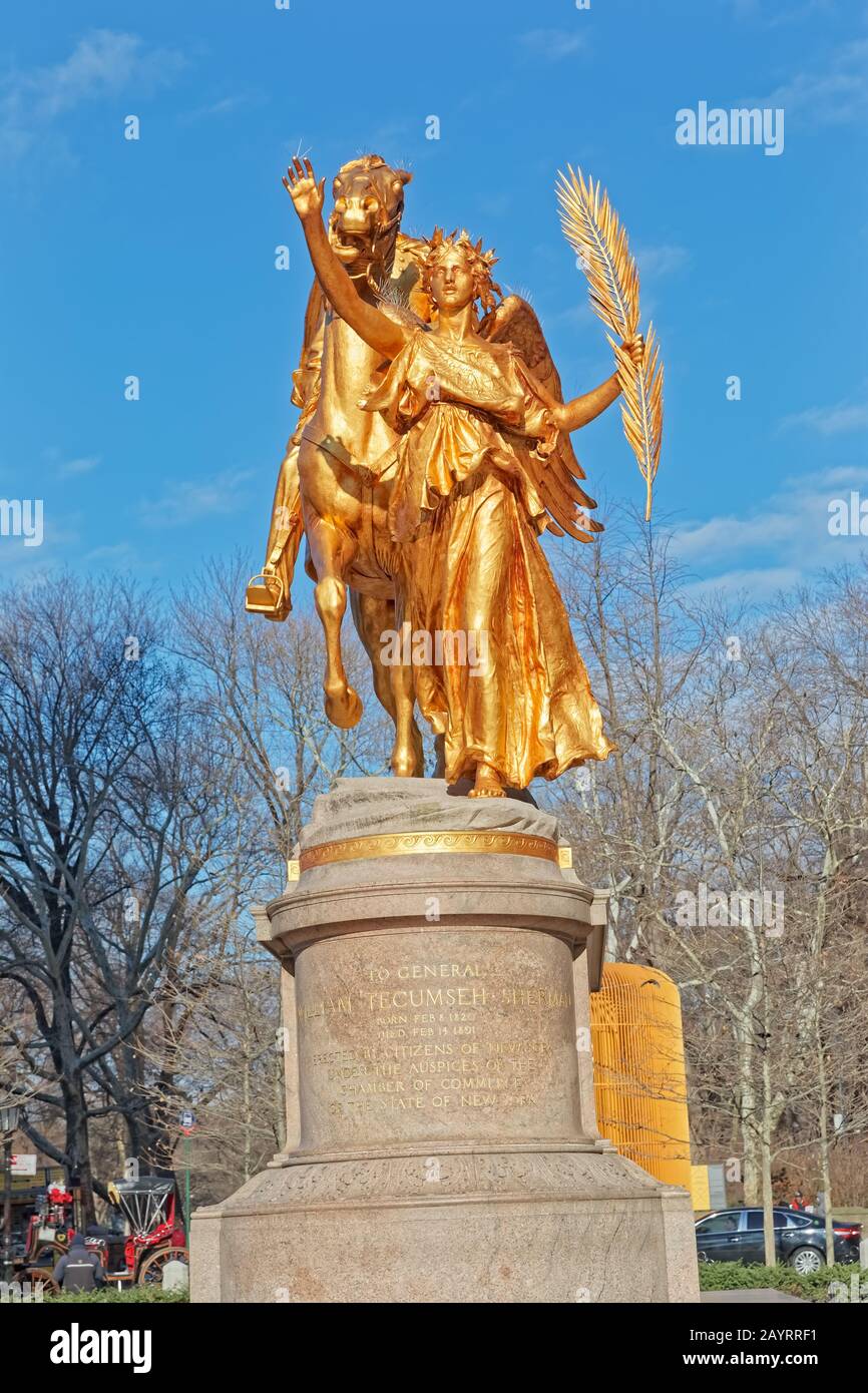 New York Central Park Sherman Memorial sculpture Stock Photo