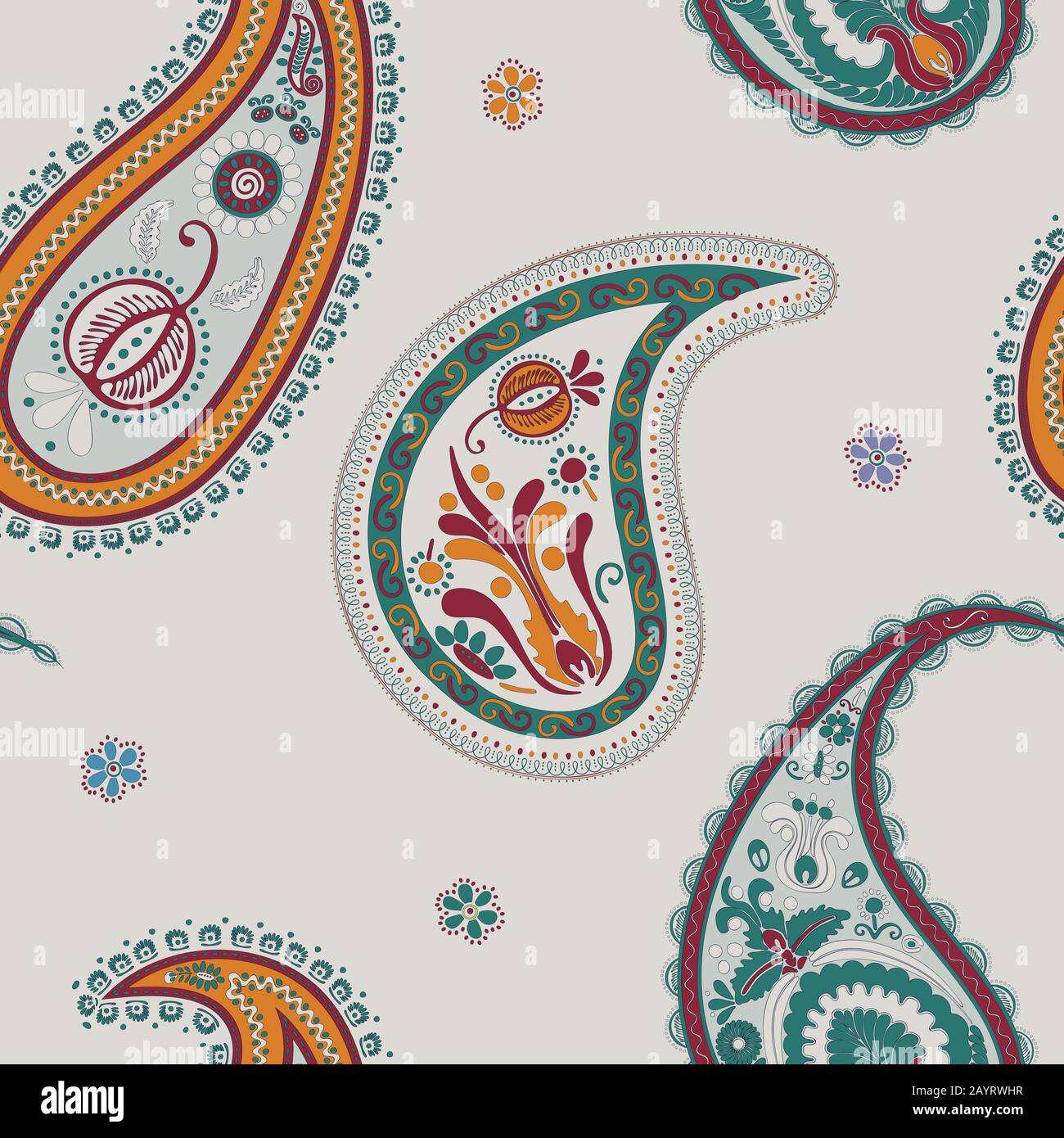 Hand drawn paisley seamless pattern, vector background Stock Vector