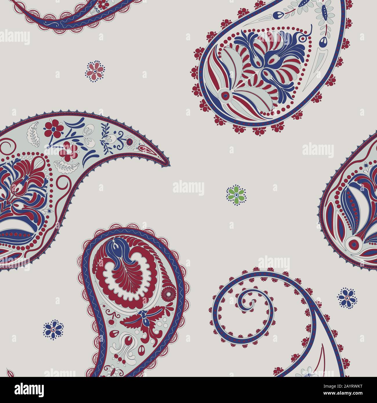 Hand drawn paisley seamless pattern, vector background Stock Vector