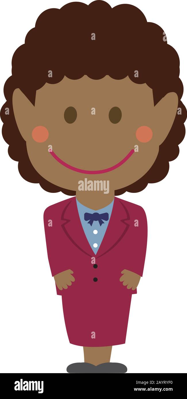 Cartoon deformed female office worker vector illustration ( Black people, business, office people) Stock Vector