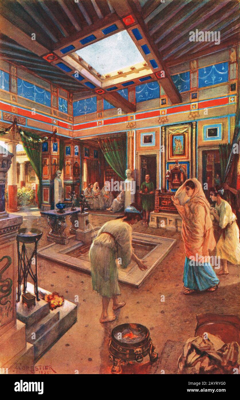 Illustration of domestic life in ancient Rome Stock Photo
