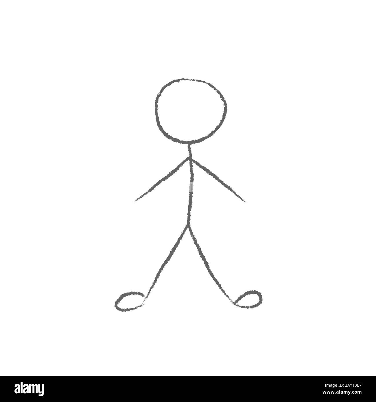 Stick Figure Man with Glasses, Vector Drawing on White Background