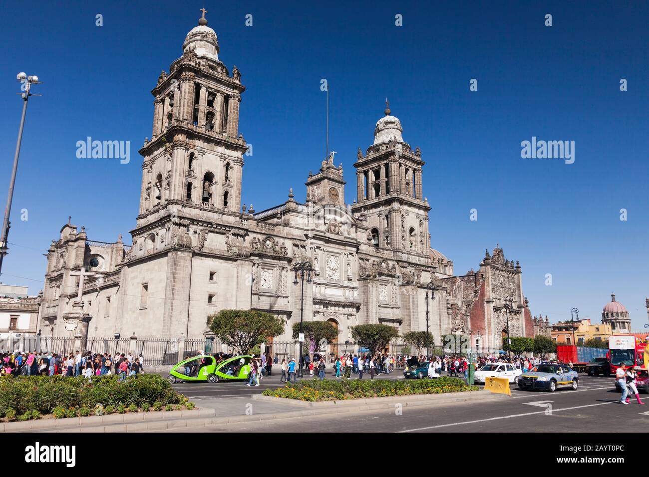 Mexico City Metropolitan Cathedral, Zocalo, Plaza de la Constitucion, Mexico City, Mexico, Central America Stock Photo
