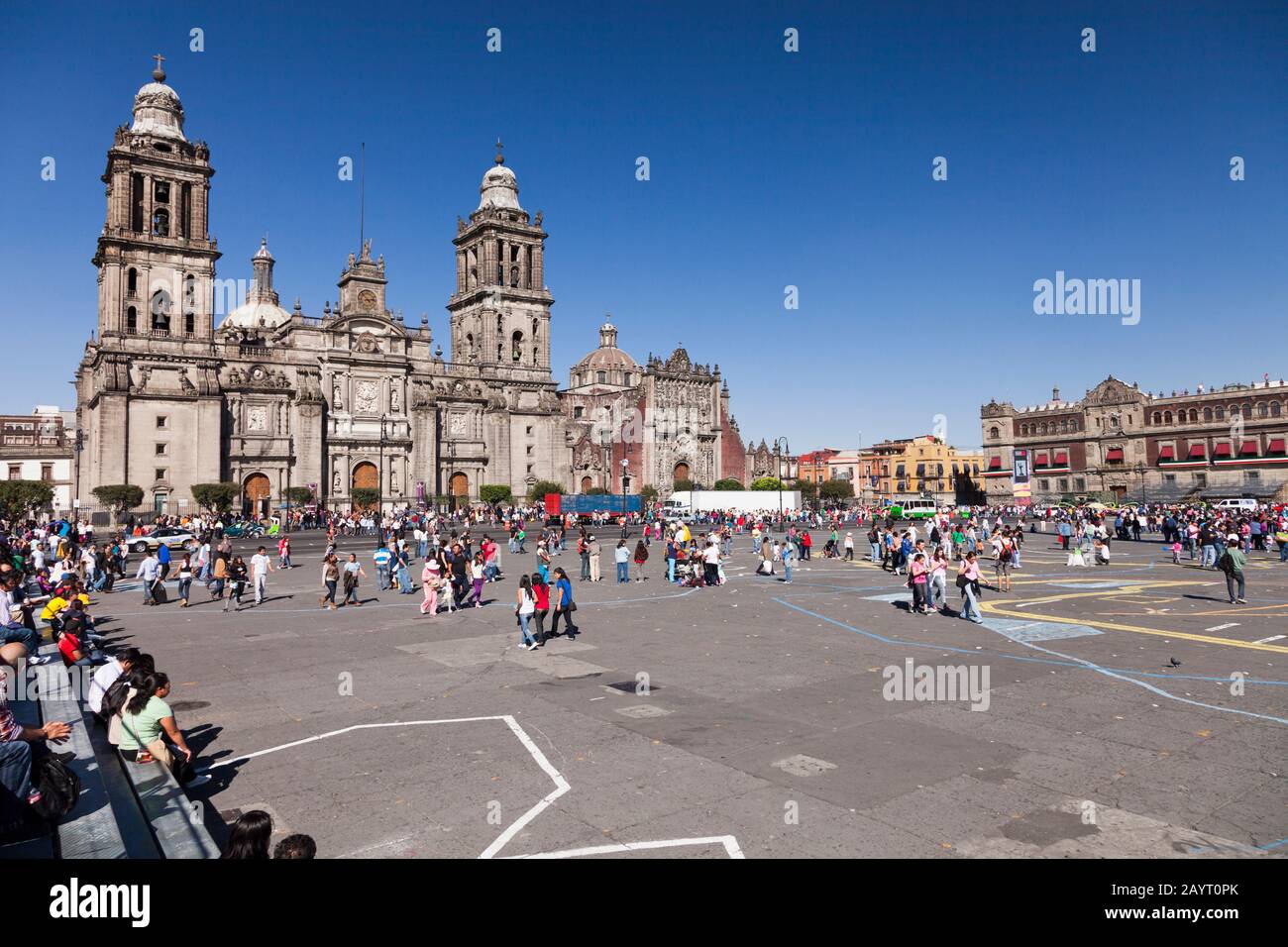 Mexico City Metropolitan Cathedral, Zocalo, Plaza de la Constitucion, Mexico City, Mexico, Central America Stock Photo