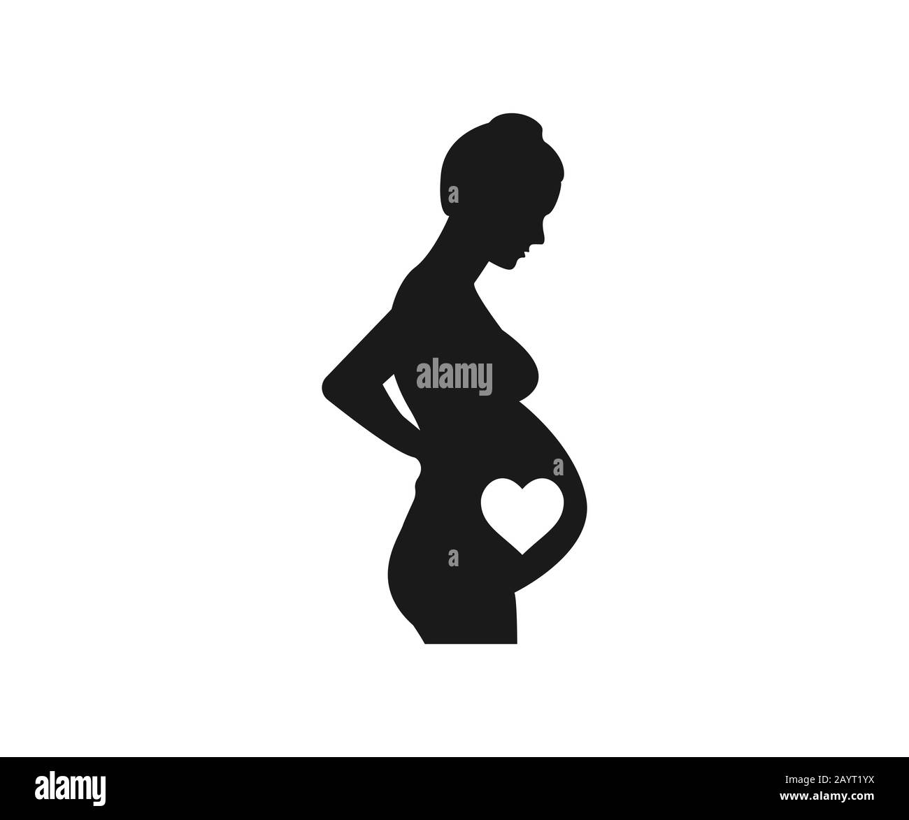 Woman Pregnant, silhouette icon. Vector illustration. Flat. Stock Vector