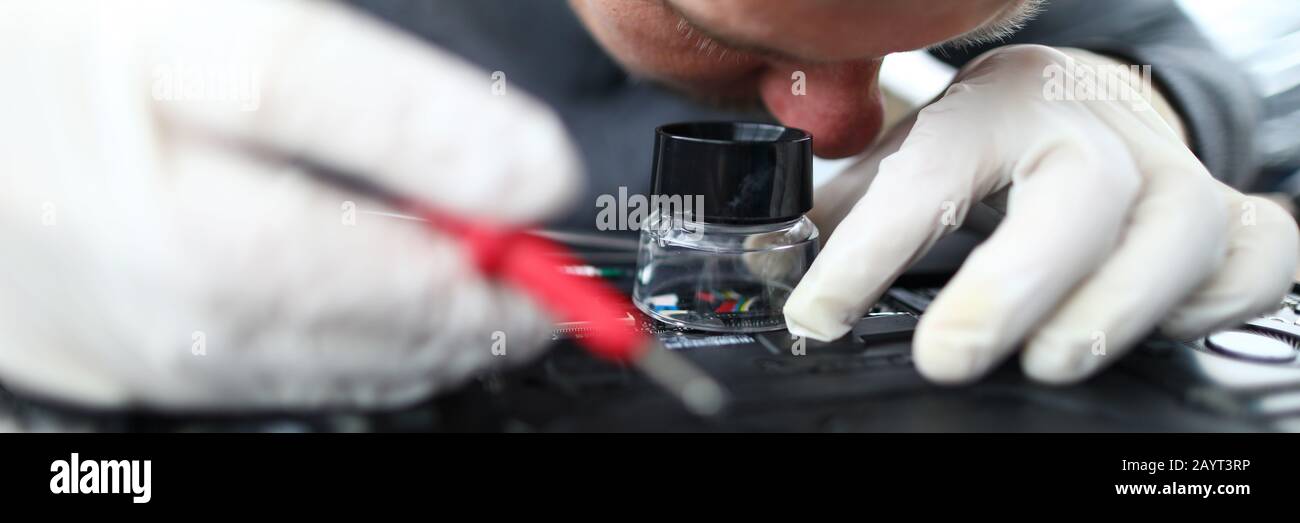 Technicial support of laptop Stock Photo
