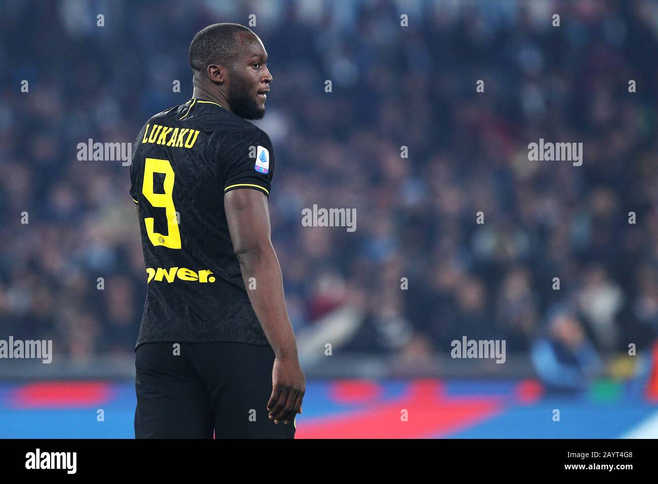 Romelu Lukaku of Internazionale reacts during the Italian championship Serie A football match between SS Lazio and FC Internazionale on February 16, 2020 at Stadio Olimpico in Rome, Italy - Photo Federico Proietti/ESPA-Images Stock Photo