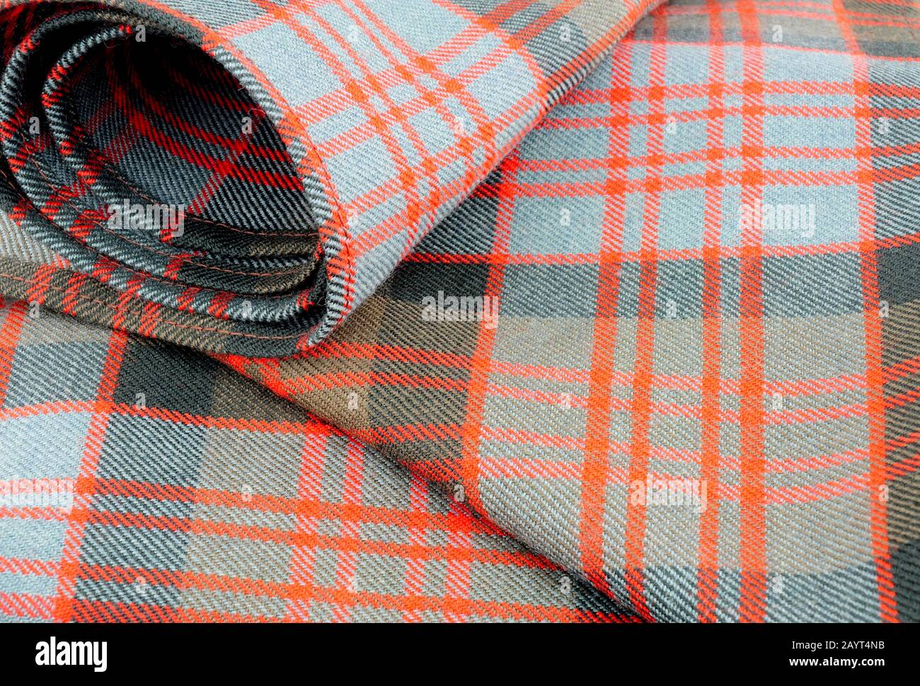 Traditional Scottish MacDonald clan pattern tartan wool fabric Stock Photo