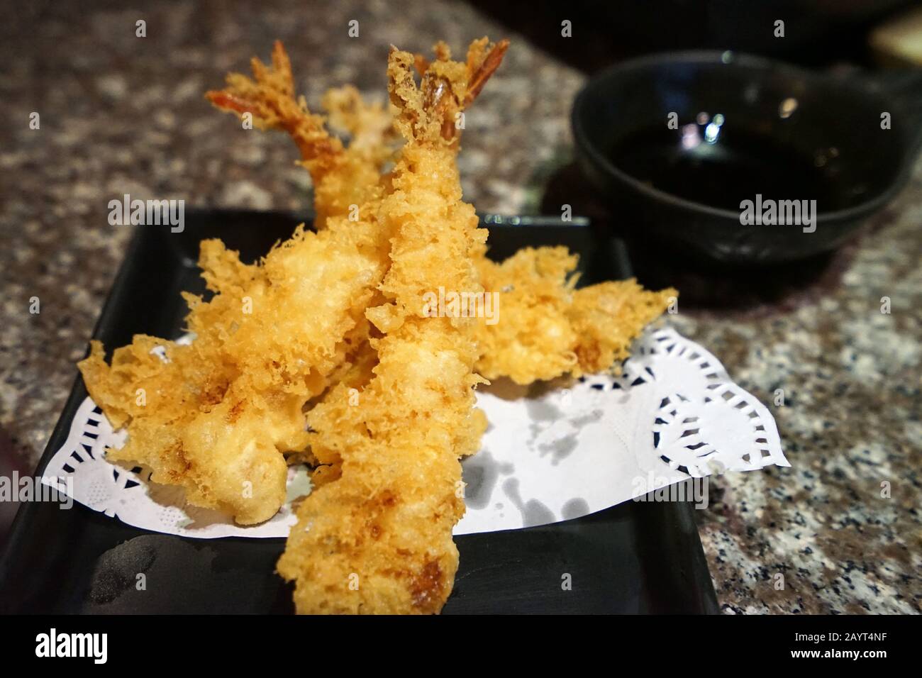 Close up Shrimp tempura ,Battered and deep fried seafood served with
