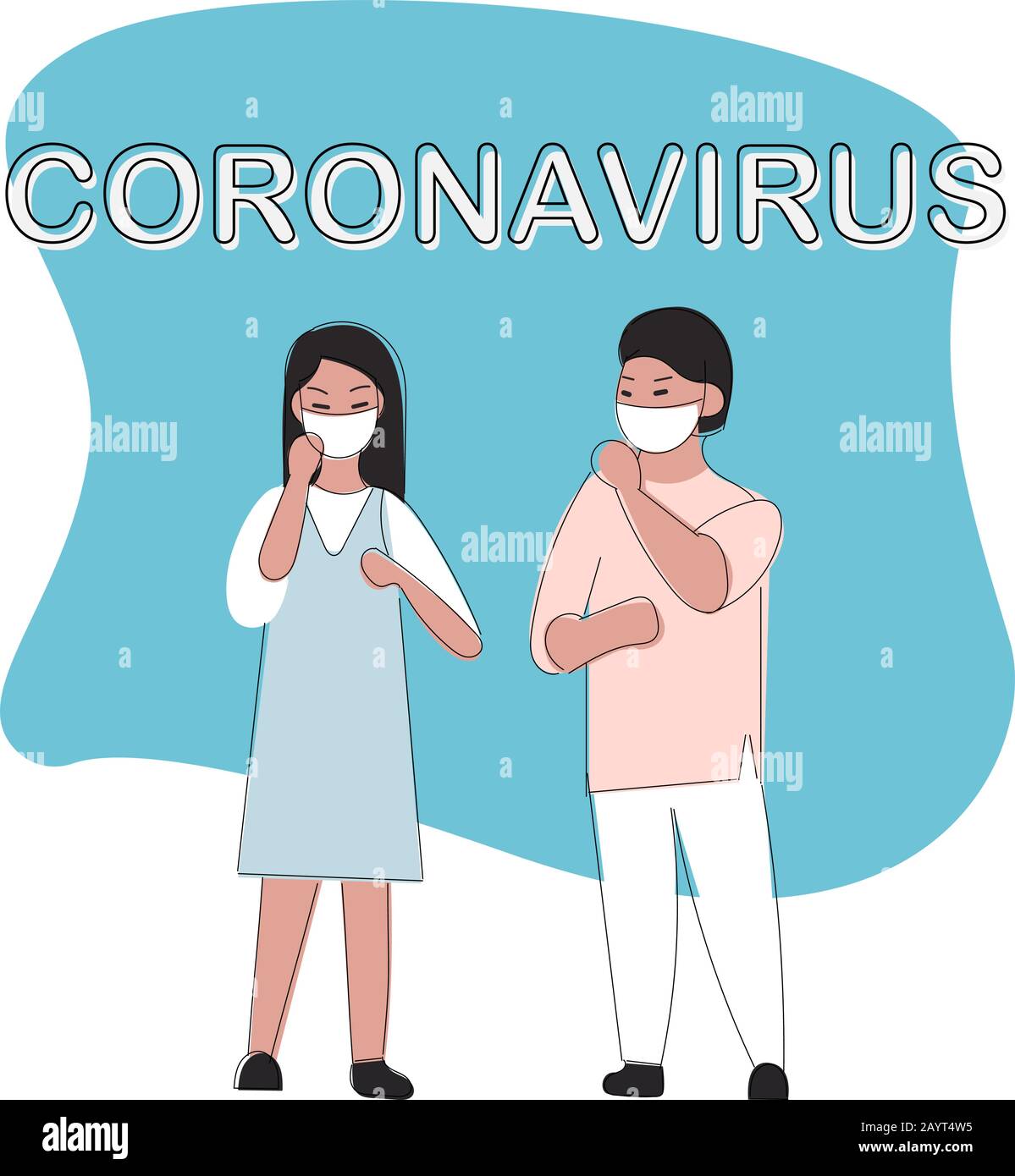 People Wearing medical masks. Coronavirus quarantine in China. Young trendy asian people. People flat vector characters set isolated on a white Stock Vector