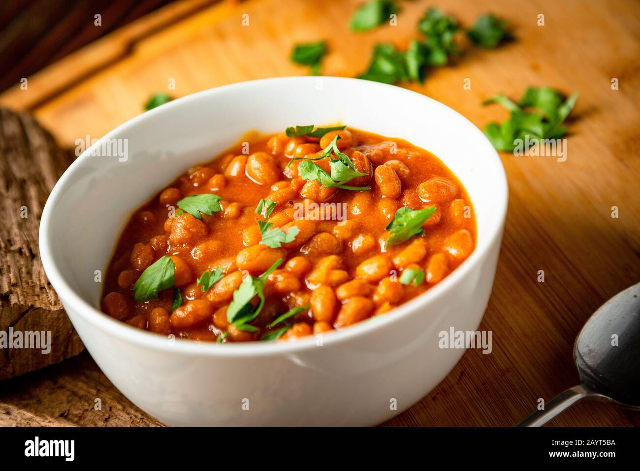 Baked Barbecue BBQ Texas Style Beans for Dinner or Lunch plated Food
