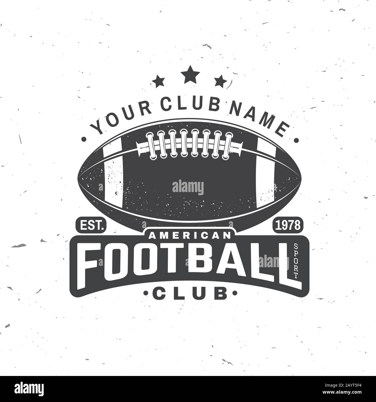 American football or rugby club badge. Vector illustration. Concept for shirt, logo, print, stamp, tee, patch. Vintage typography design with american football ball silhouette Stock Vector