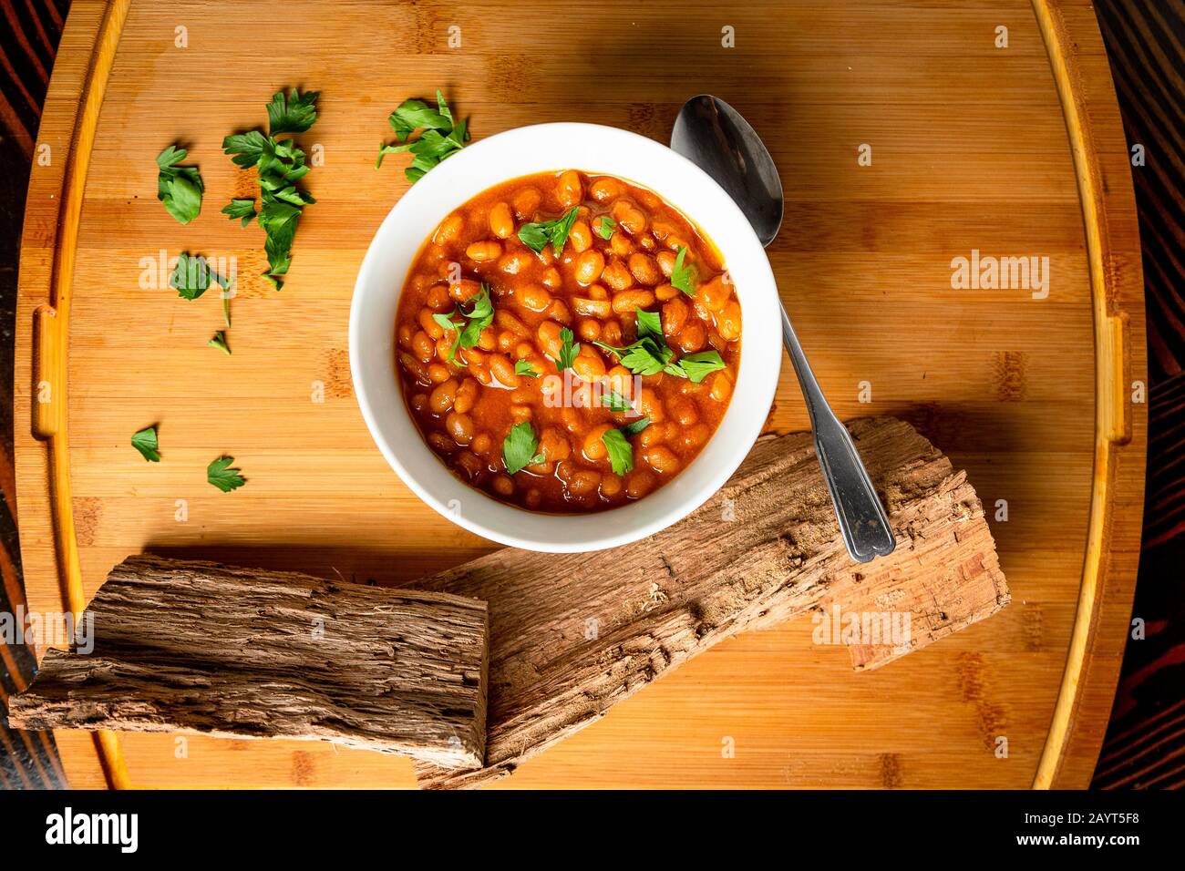 Baked Barbecue BBQ Texas Style Beans for Dinner or Lunch plated Food