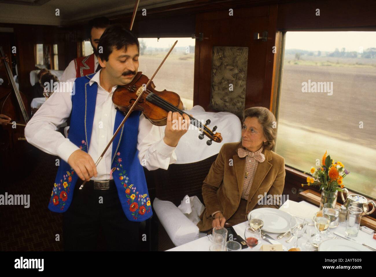 Hungarian gypsy musician performing traditional gypsy music on the