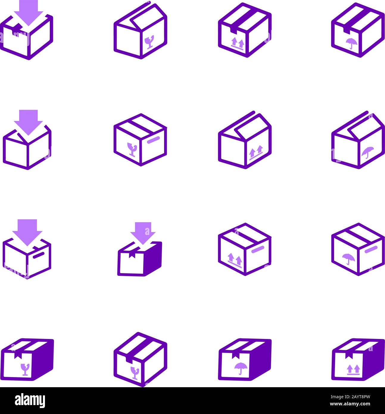 Simple icons set of box Stock Vector