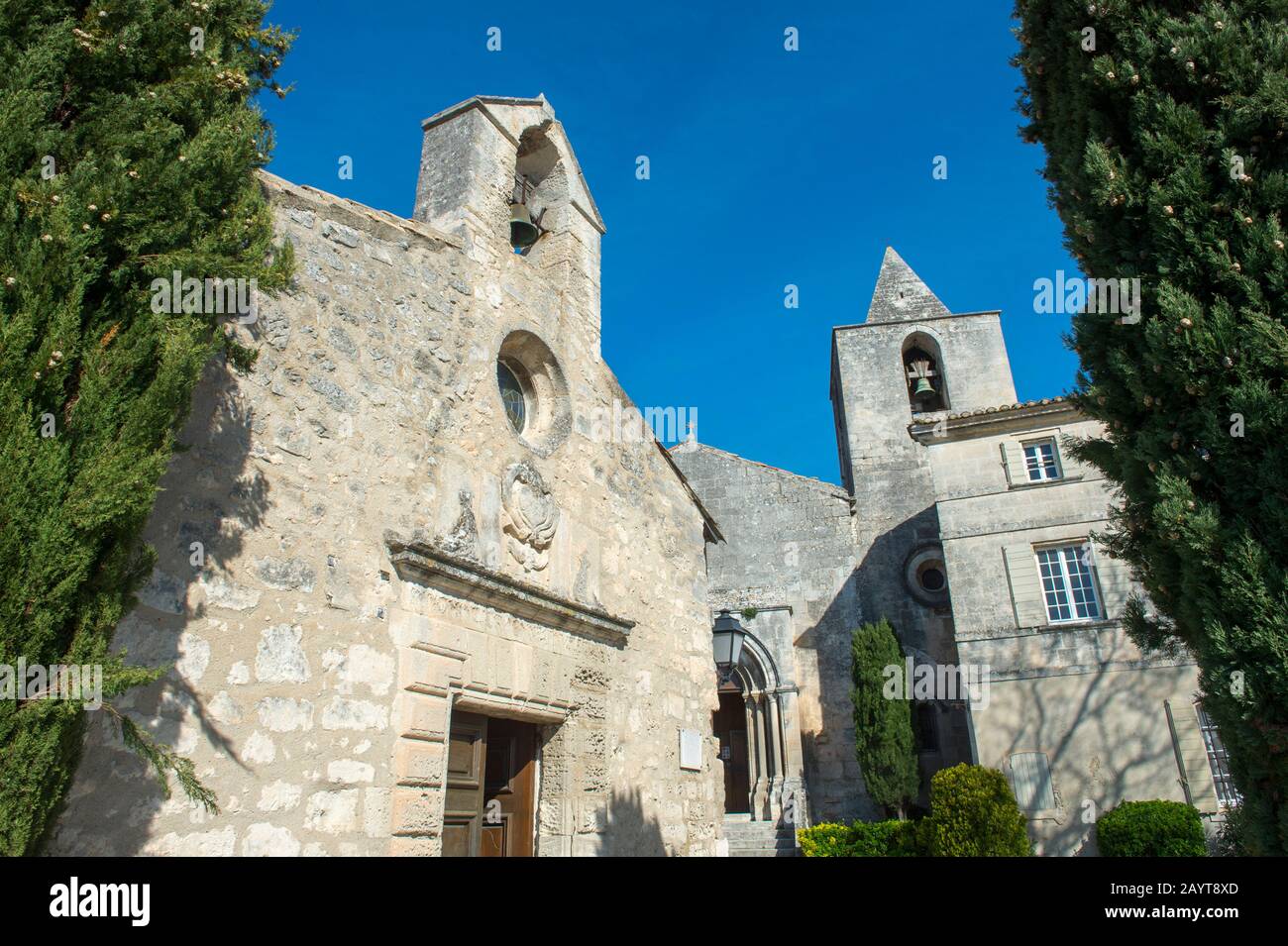 The Chapel of the White Penitents in Les Baux-de-Provence, a village in the Alpilles Mountains in the Provence-Alpes-Côte d'Azur region in southeaster Stock Photo