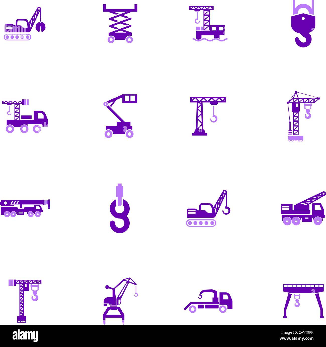 Crane and lifing machines icon set Stock Vector