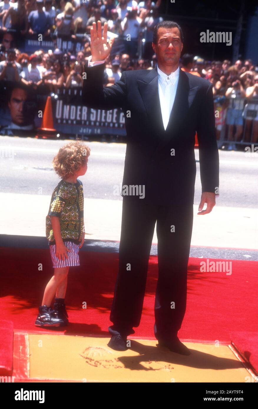Hollywood, California, USA 10th July 1005 Actor Steven Seagal and son