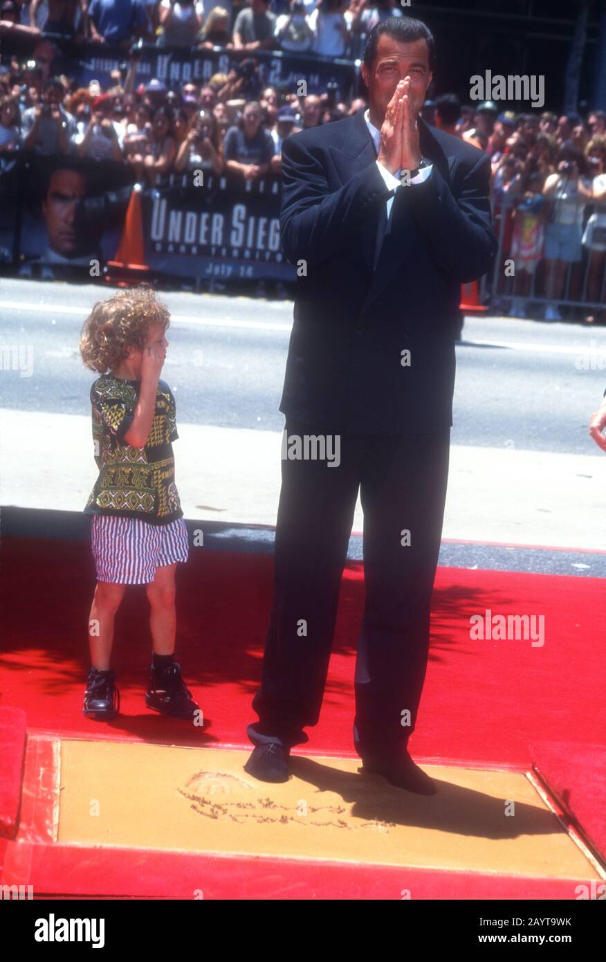 Hollywood, California, USA 10th July 1005 Actor Steven Seagal and son
