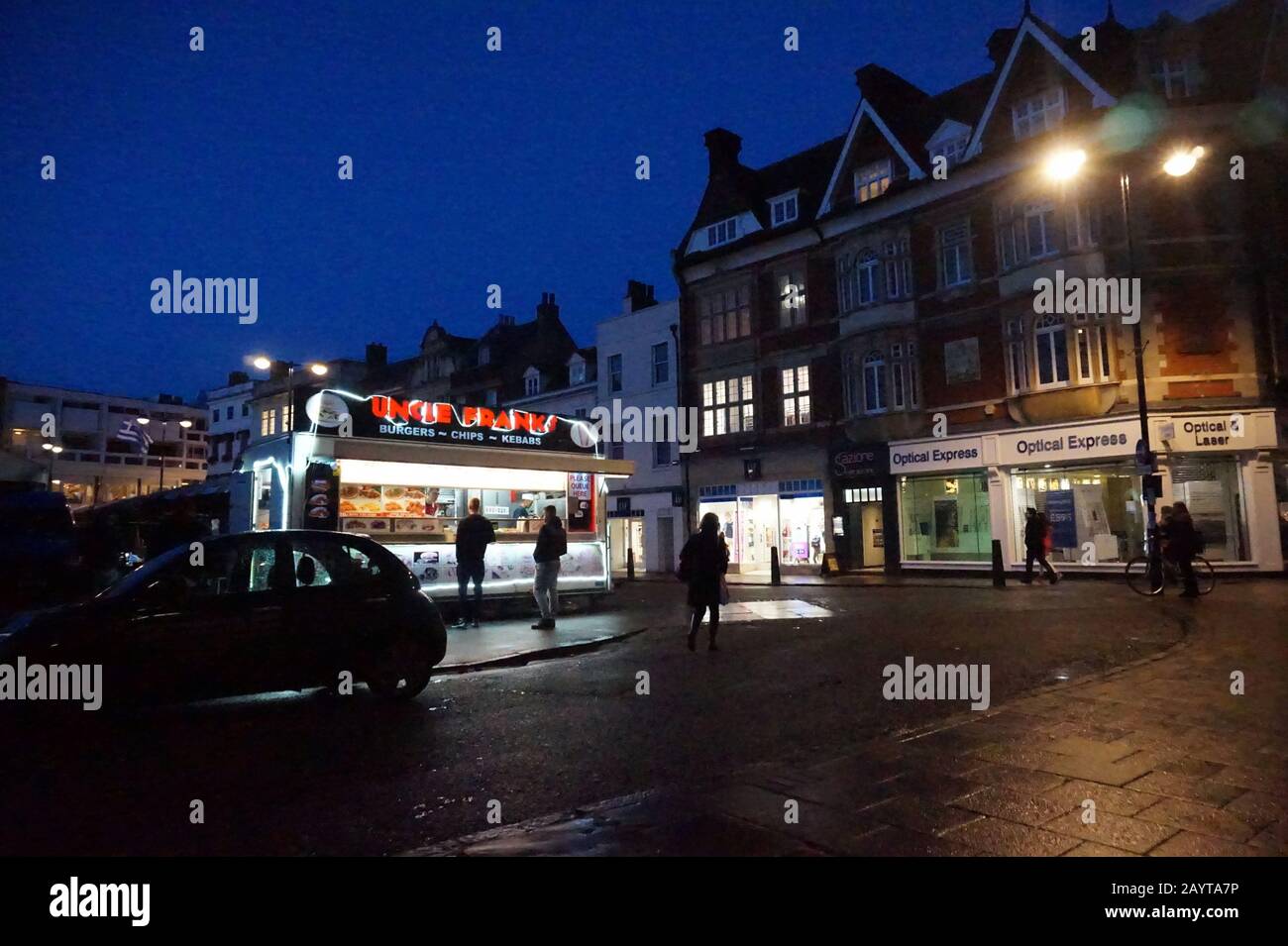 Cambridge Market Square at night, England UK Stock Photo