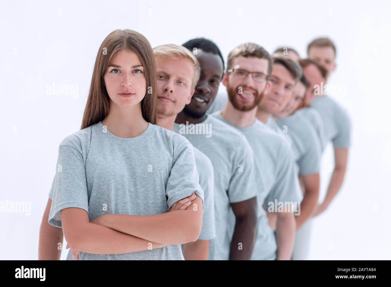 group of diverse young people standing in a row Stock Photo - Alamy