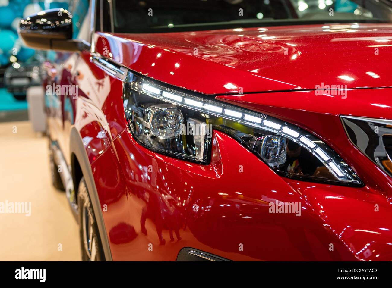 Closeup of the front light of a modern car. Exterior details image Stock Photo Alamy