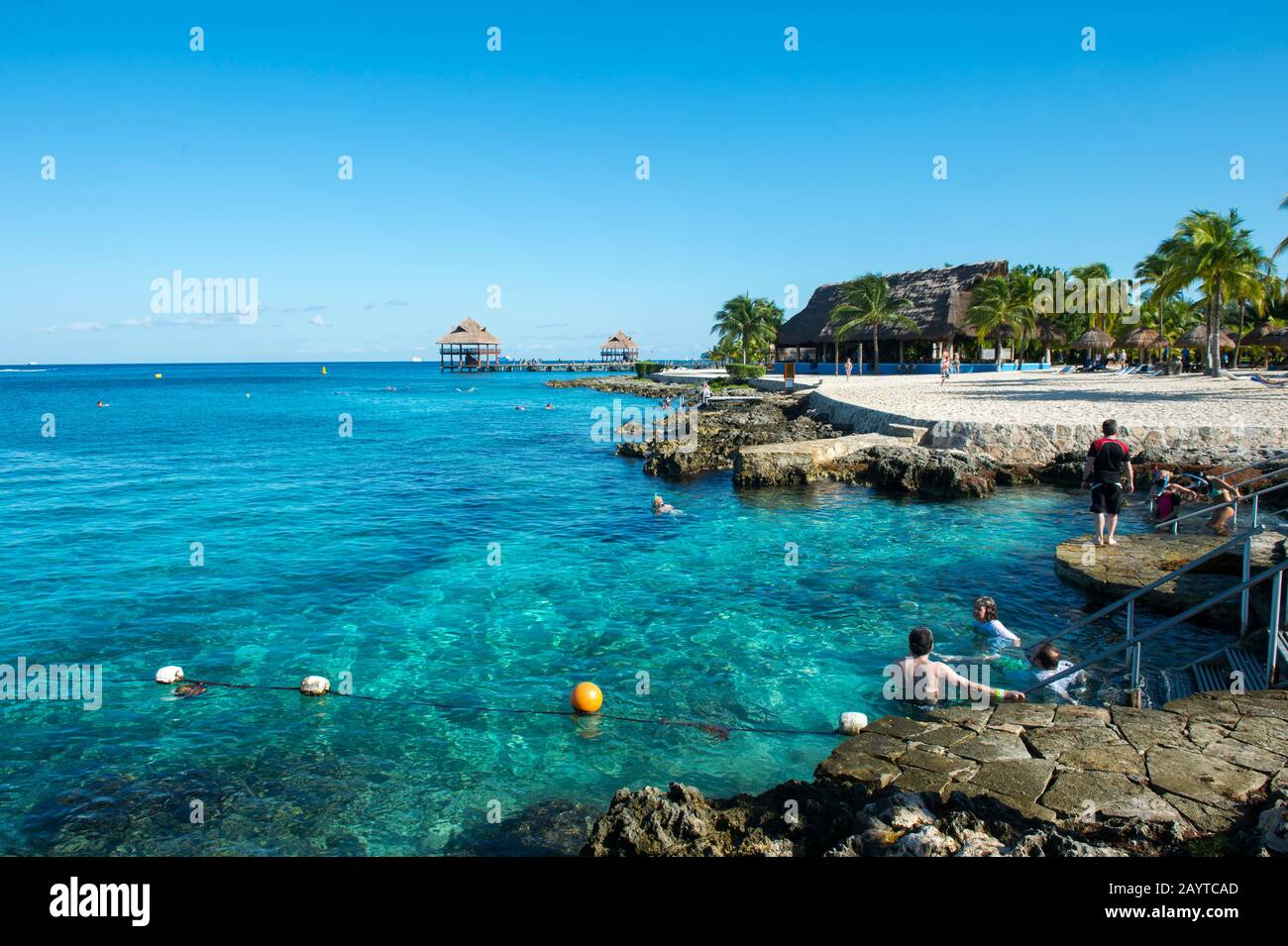 People snorkeling at Cozumel Chankanaab National Park on Cozumel Island near Cancun in the state