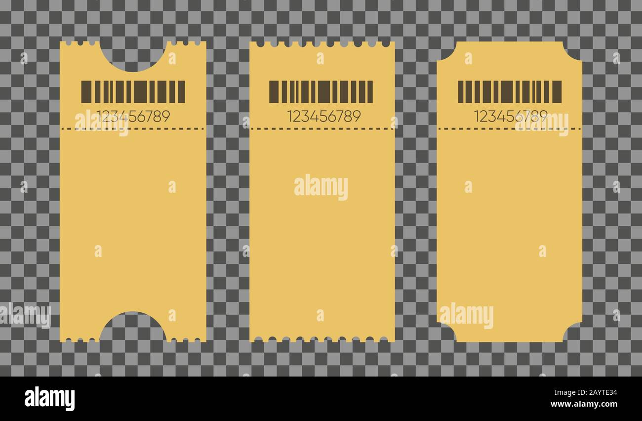 Blank tickets mockup for entrance to the concert. Set of empty Inside Blank Admission Ticket Template