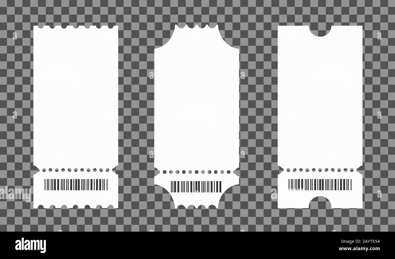 Set of empty ticket templates isolated on transparent background For Blank Admission Ticket Template