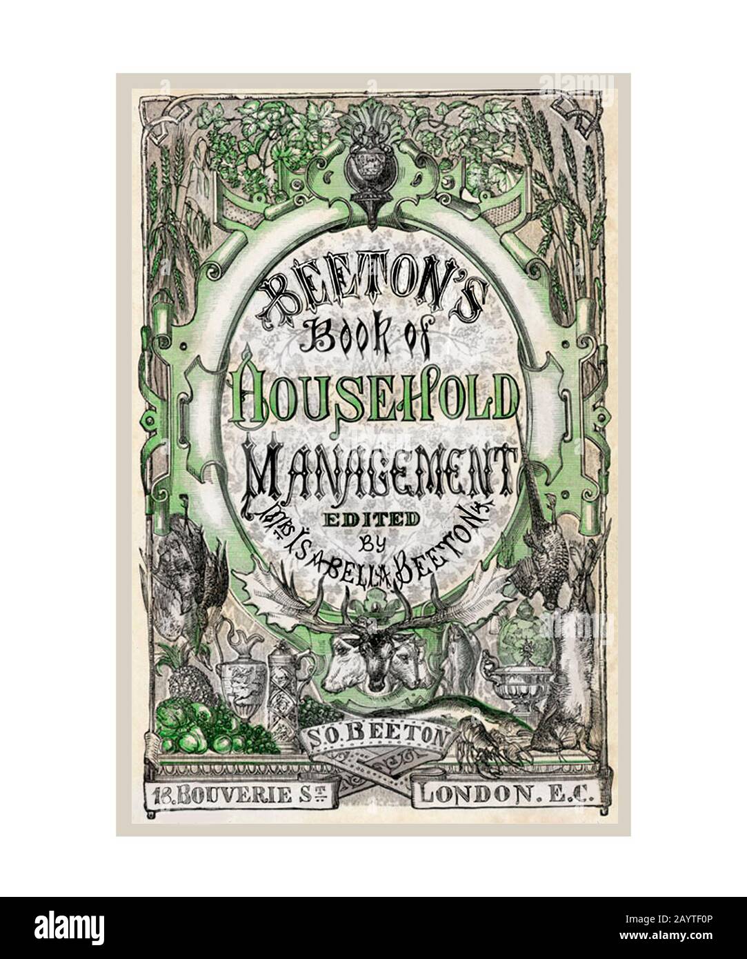 Mrs Beeton's Household Management Title Page cleaned and reset Stock Photo