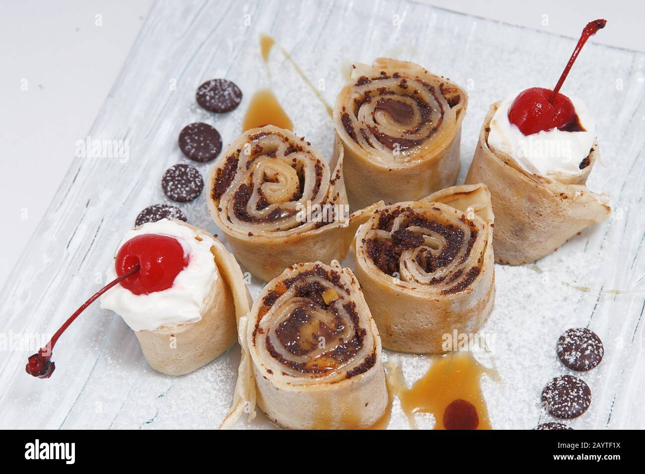 Japanese dessert pancakes rolls Stock Photo Alamy