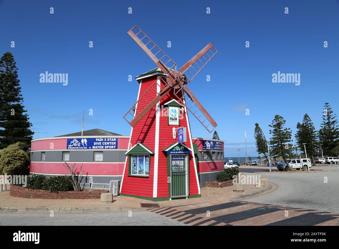 Pro Dive Beach Office, Red Windmill, Shark Rock, Port Elizabeth, Nelson Mandela Bay, Eastern Cape Province, South Africa, Africa Stock Photo
