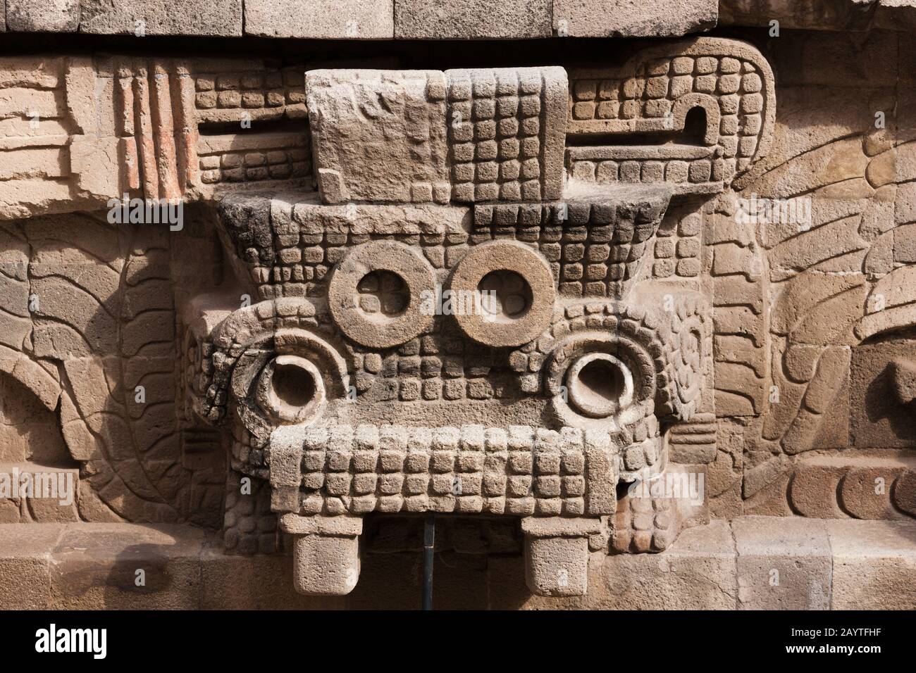 Tlaloc head of The temple of Quetzalcoatl, Teotihuacan, suburb of Mexico City, Mexico, Central America Stock Photo