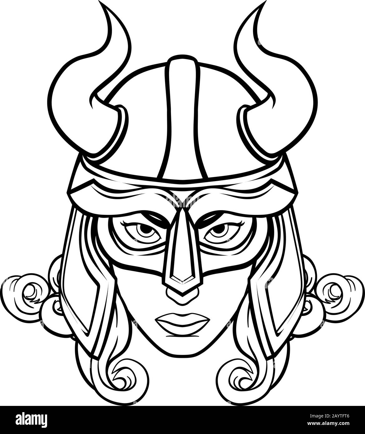 Viking Woman Warrior Mascot Stock Vector