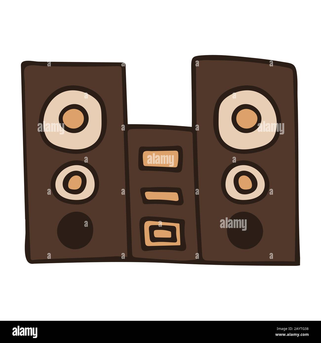 speakers with subwoofer. music system. white background isolated stock vector illustration Stock Vector