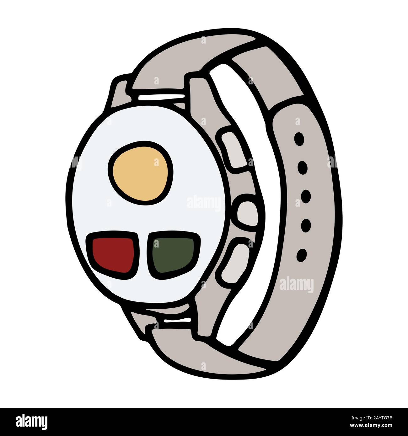 Fitness tracker smart watch with heart rate monitor, cartoon doodle ...