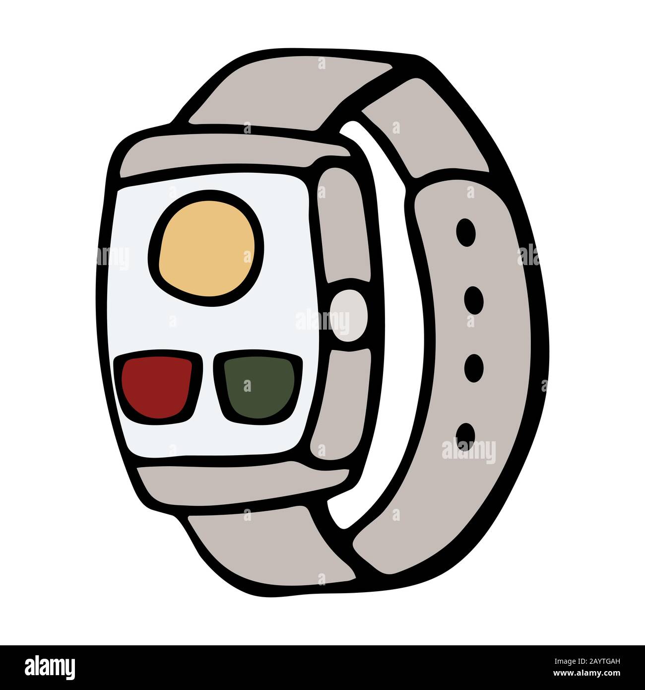 Fitness tracker smart watch with heart rate monitor, cartoon doodle ...