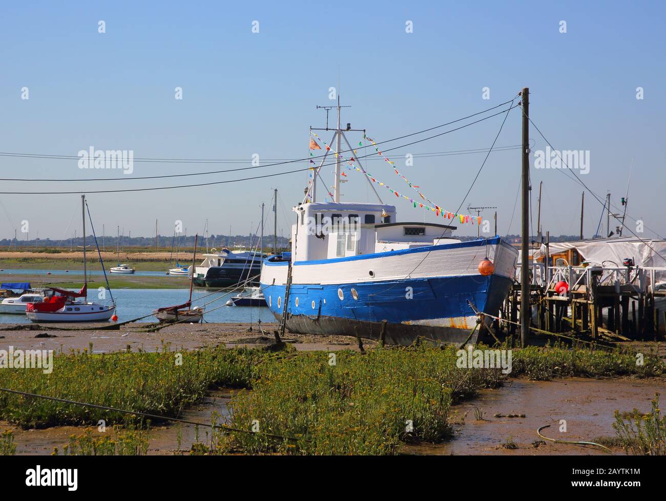 houseboat at west mersea on mersea island on the coast of essex Stock