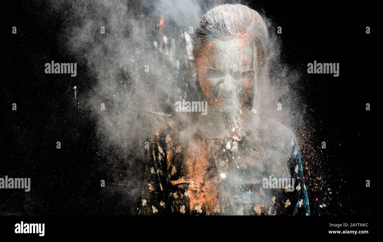 girl celebrating holi