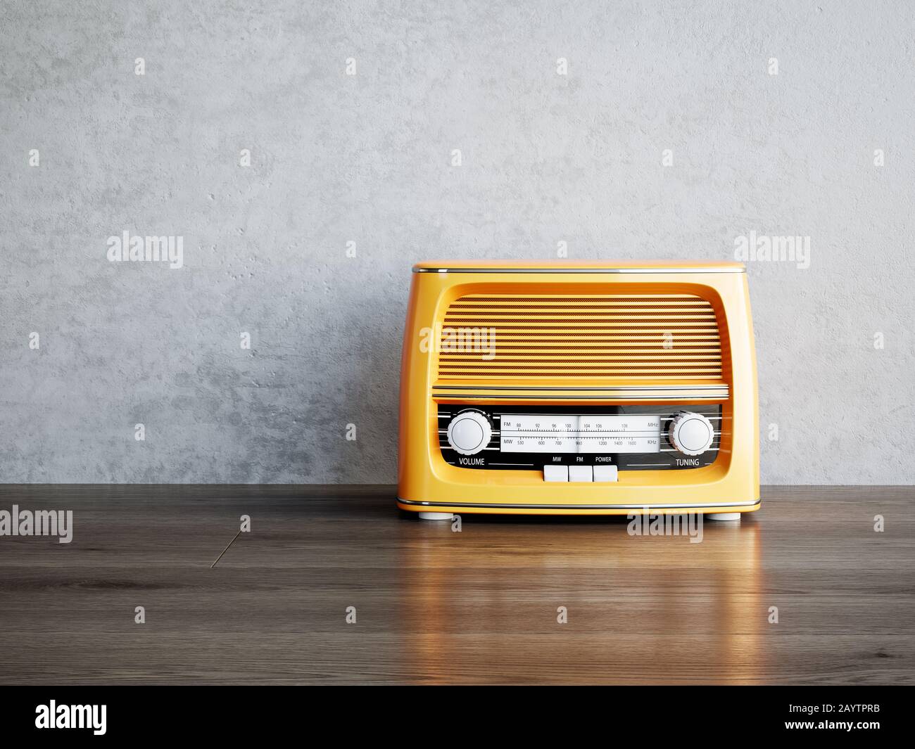 Orange retro radio. 3d rendering illustration Stock Photo