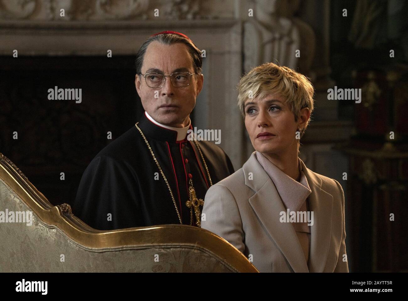 CECILE DE FRANCE and MAURIZIO LOMBARDI in THE NEW POPE (2020), directed by PAOLO SORRENTINO. Credit: WILDSIDE / Album Stock Photo