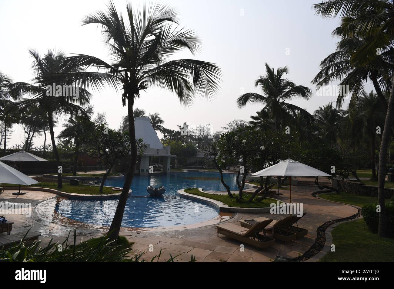 The swimming pool at the 5 star Taj Fisherman's Cove Resort and Spa, Chennai, India Stock Photo